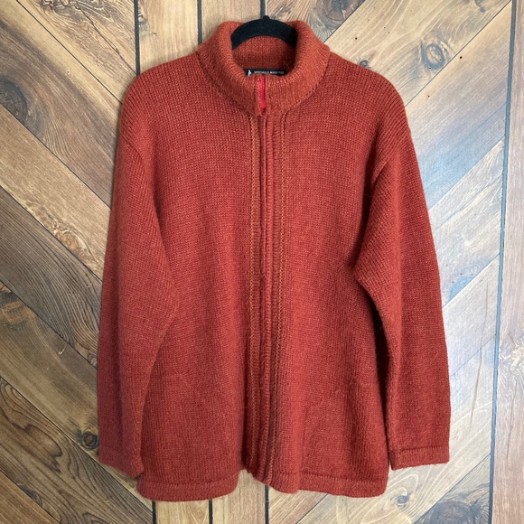 100% Alpaca ALPACA CONNECTION Zip Pocket Cardigan Sweater Jacket - Picture 3 of 12